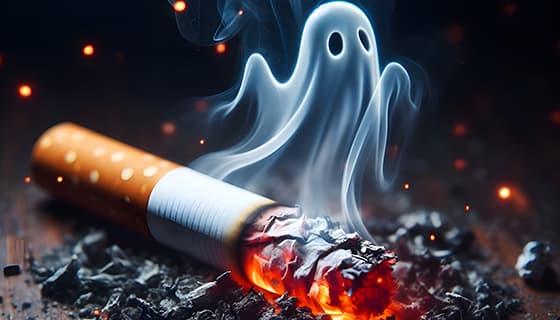 香烟里飘出的幽灵设计戒烟禁毒图片素材(JPG)