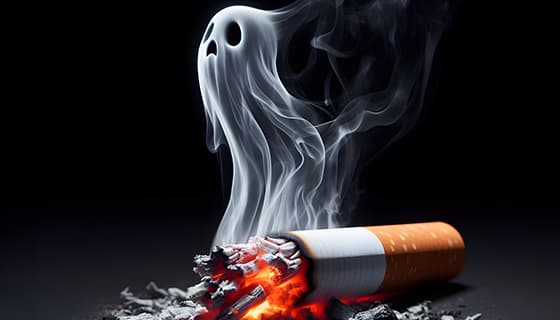 香烟里飘出的幽灵设计戒烟禁毒图片素材(JPG)