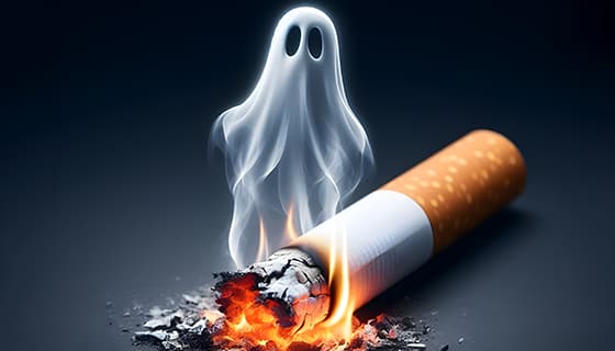 香烟里飘出的幽灵设计戒烟禁毒图片素材(JPG)