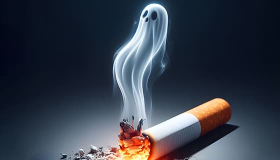香烟里飘出的幽灵设计戒烟禁毒图片素材(JPG)