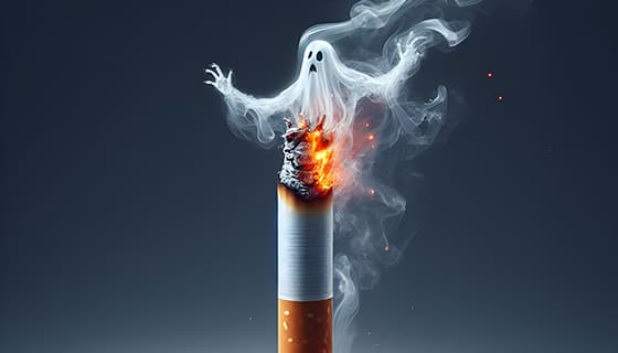 香烟里飘出的幽灵设计戒烟禁毒图片素材(JPG)