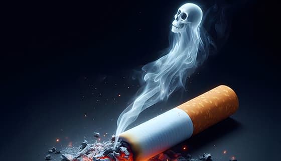 香烟里飘出的幽灵设计戒烟禁毒图片素材(JPG)