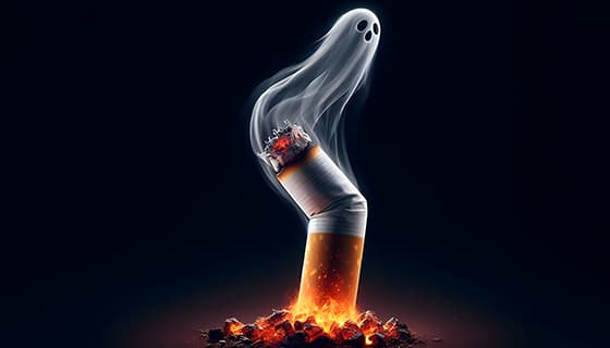 香烟里飘出的幽灵设计戒烟禁毒图片素材(JPG)