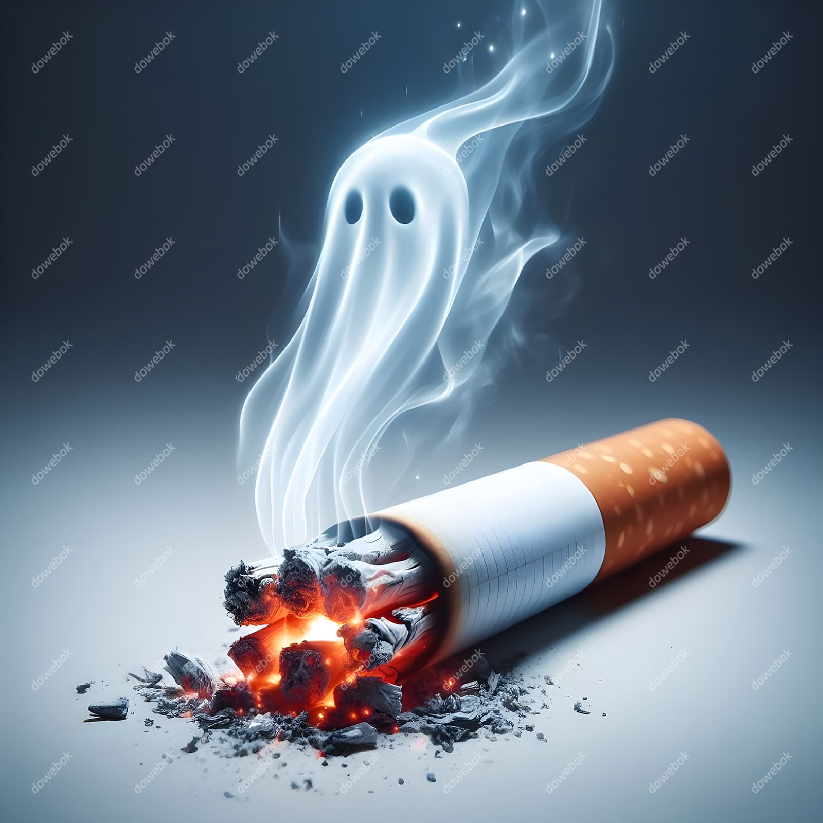 香烟里飘出的幽灵设计戒烟禁毒图片素材(JPG)