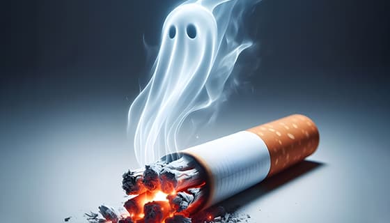 香烟里飘出的幽灵设计戒烟禁毒图片素材(JPG)