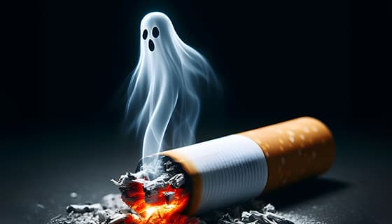 香烟里飘出的幽灵设计戒烟禁毒图片素材(JPG)