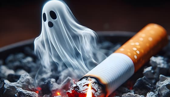 香烟里飘出的幽灵设计戒烟禁毒图片素材(JPG)