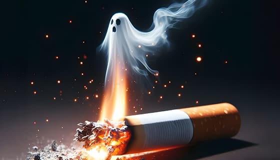 香烟里飘出的幽灵设计戒烟禁毒图片素材(JPG)