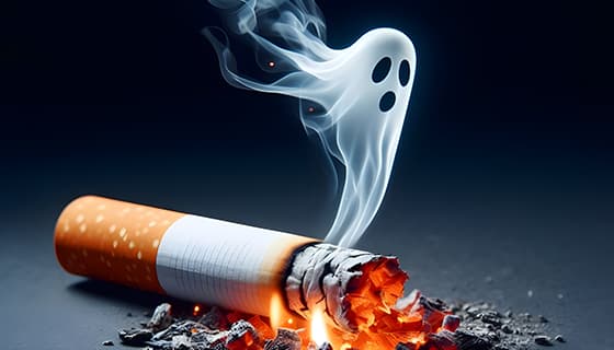 香烟里飘出的幽灵设计戒烟禁毒图片素材(JPG)