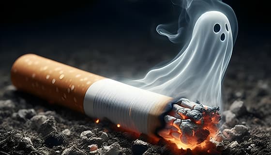 香烟里飘出的幽灵设计戒烟禁毒图片素材(JPG)