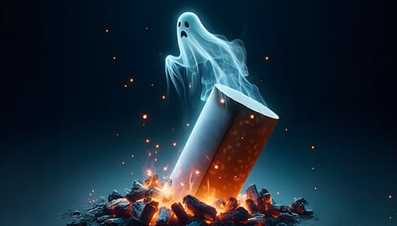 香烟里飘出的幽灵设计戒烟禁毒图片素材(JPG)