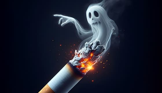 香烟里飘出的幽灵设计戒烟禁毒图片素材(JPG)