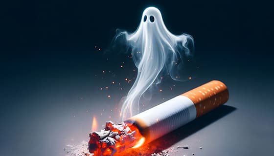 香烟里飘出的幽灵设计戒烟禁毒图片素材(JPG)