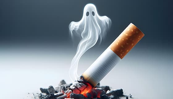 香烟里飘出的幽灵设计戒烟禁毒图片素材(JPG)