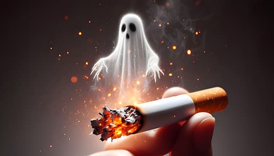 香烟里飘出的幽灵设计戒烟禁毒图片素材(JPG)