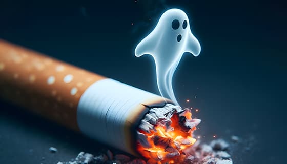 香烟里飘出的幽灵设计戒烟禁毒图片素材(JPG)