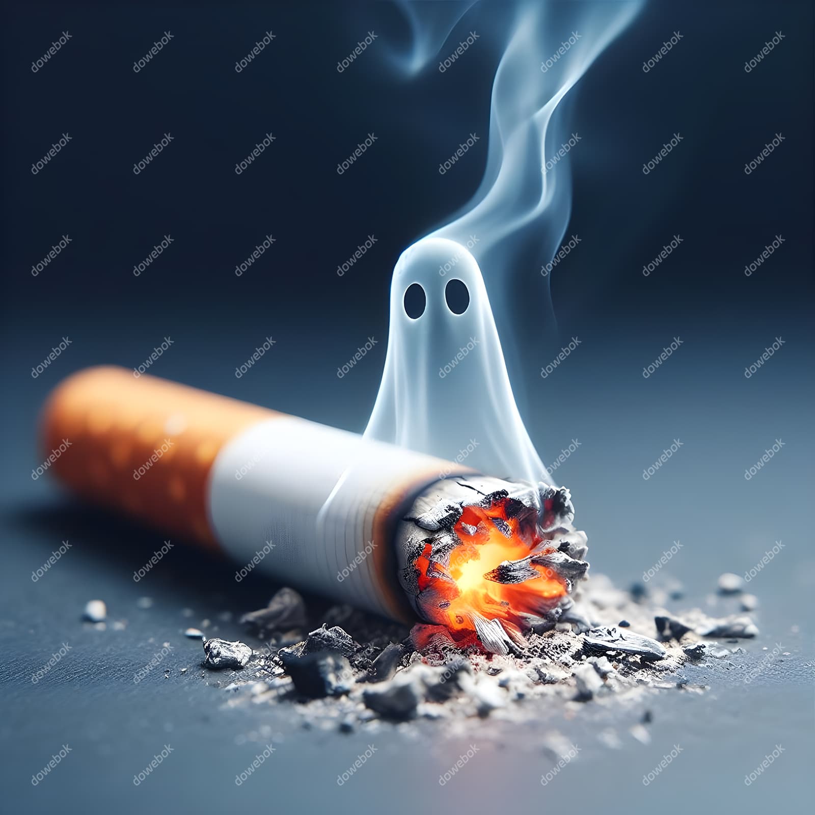 香烟里飘出的幽灵设计戒烟禁毒图片素材(JPG)