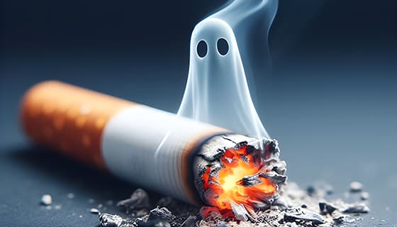 香烟里飘出的幽灵设计戒烟禁毒图片素材(JPG)