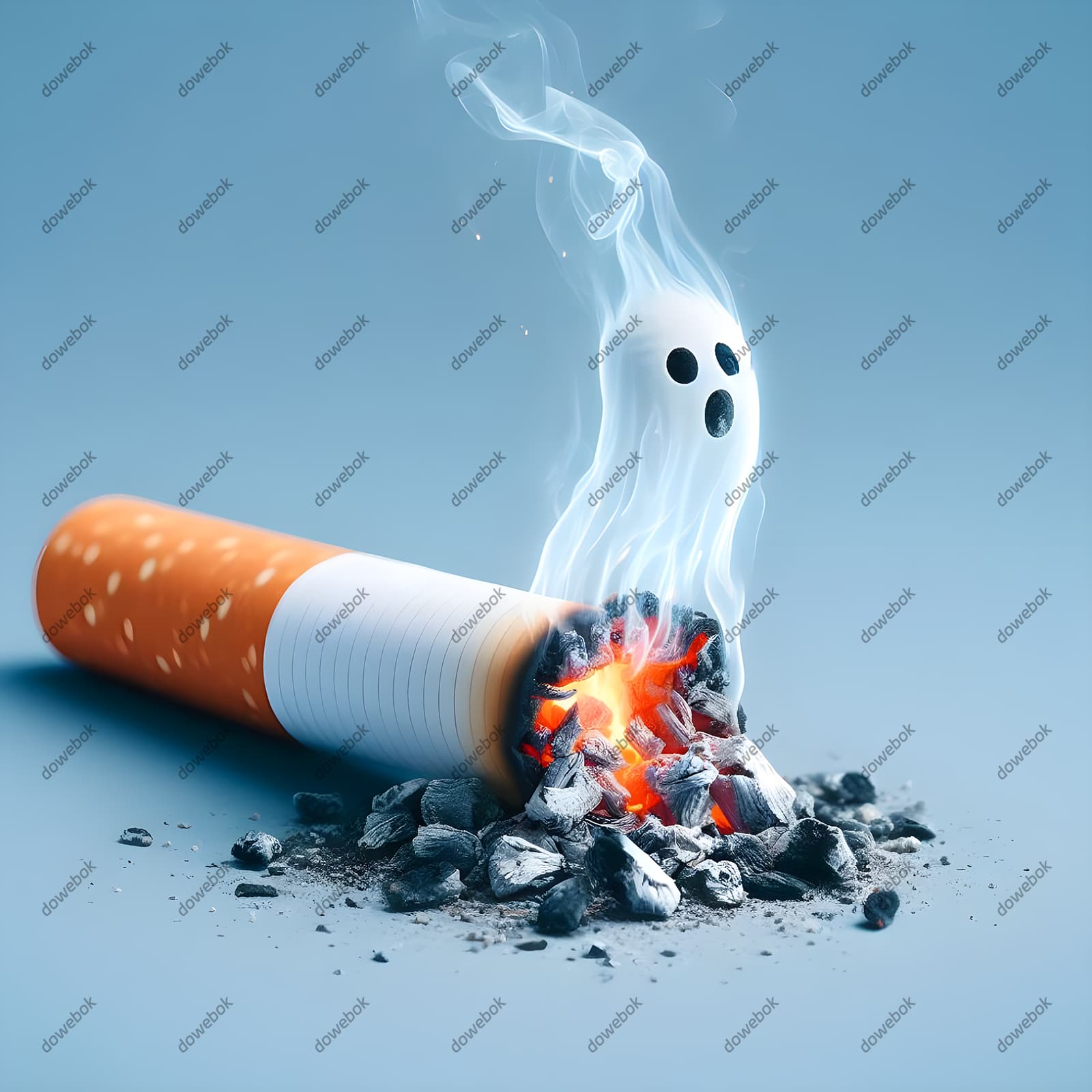 香烟里飘出的幽灵设计戒烟禁毒图片素材(JPG)