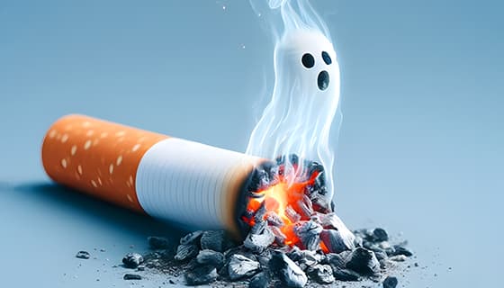 香烟里飘出的幽灵设计戒烟禁毒图片素材(JPG)