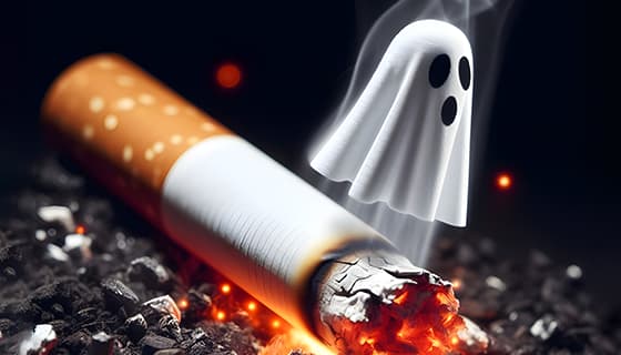 香烟里飘出的幽灵设计戒烟禁毒图片素材(JPG)
