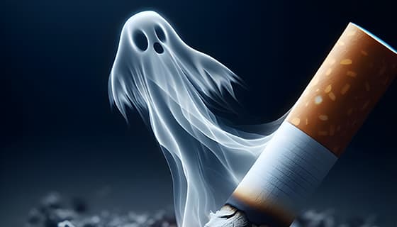 香烟里飘出的幽灵设计戒烟禁毒图片素材(JPG)