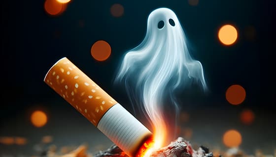 香烟里飘出的幽灵设计戒烟禁毒图片素材(JPG)