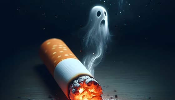 香烟里飘出的幽灵设计戒烟禁毒图片素材(JPG)