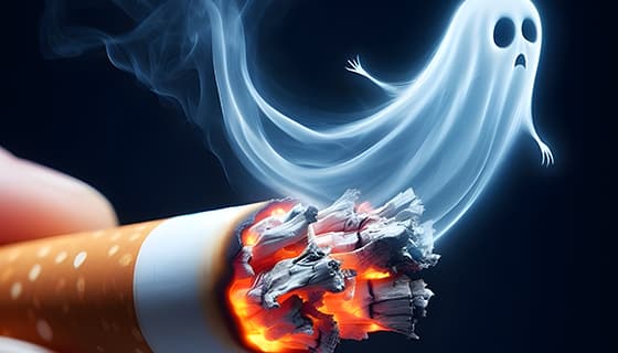 香烟里飘出的幽灵设计戒烟禁毒图片素材(JPG)