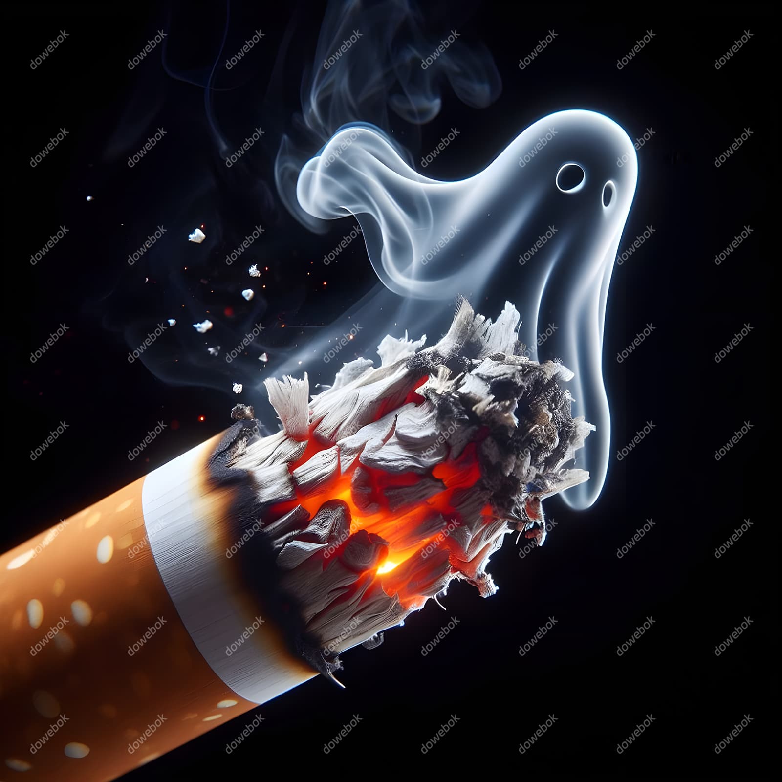 香烟里飘出的幽灵设计戒烟禁毒图片素材(JPG)