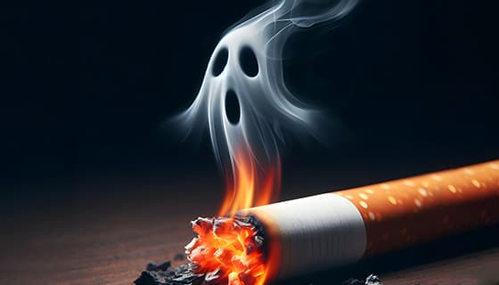 香烟里飘出的幽灵设计戒烟禁毒图片素材(JPG)