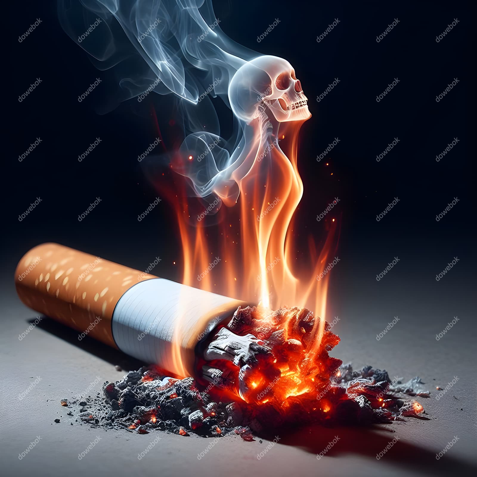 香烟里飘出的骷髅设计戒烟禁毒图片素材(JPG)