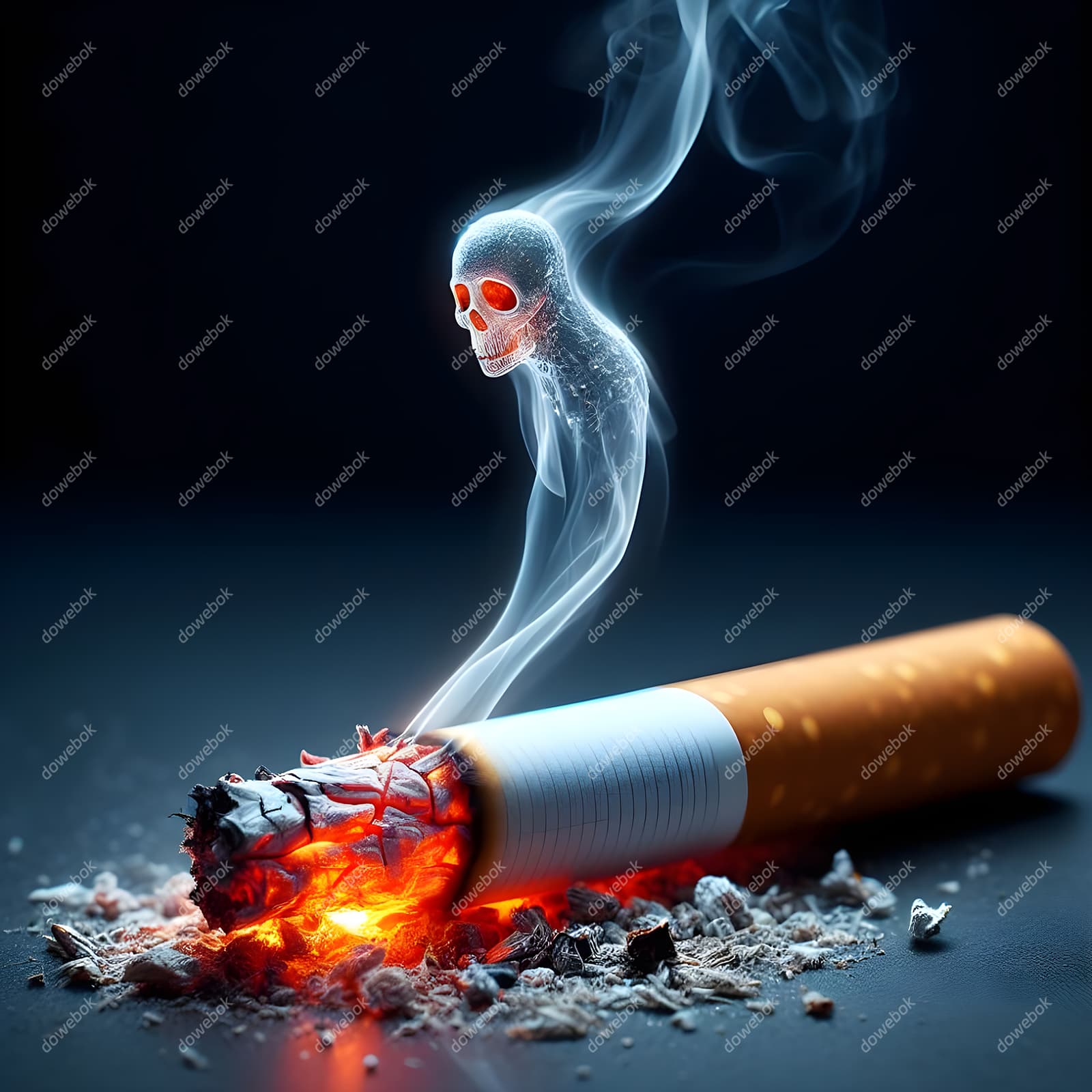 香烟里飘出的骷髅设计戒烟禁毒图片素材(JPG)