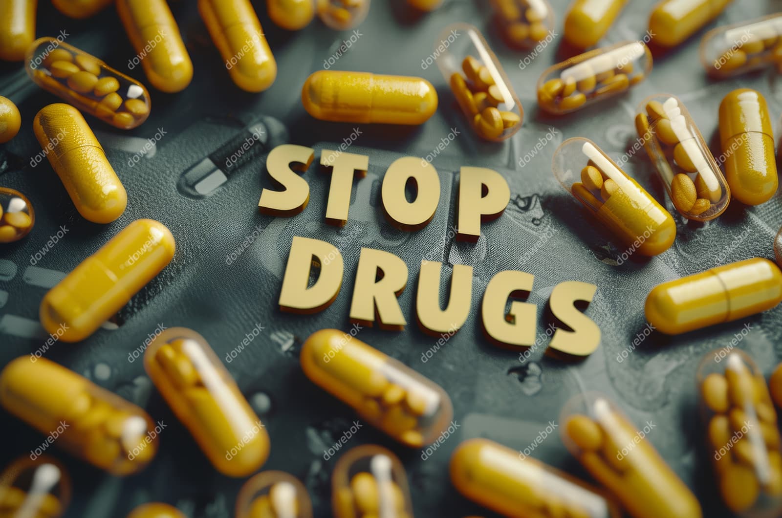 黄色的药品和胶囊设计禁毒图片素材(JPG)