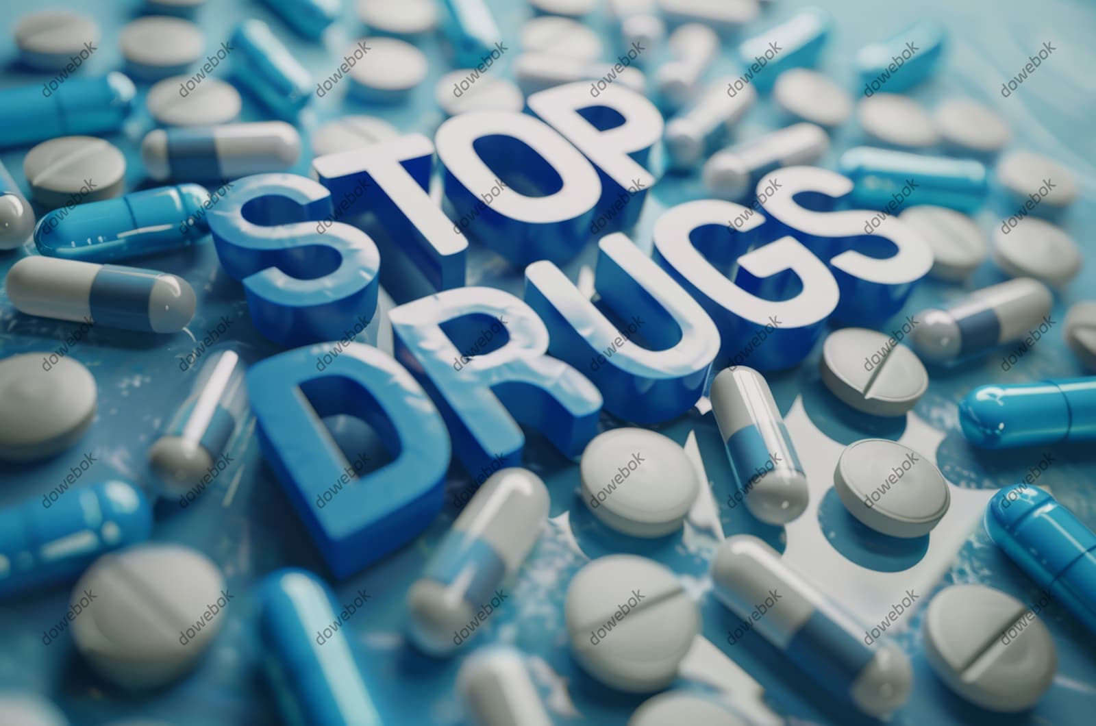 蓝色的药片和胶囊设计禁毒图片素材(JPG)