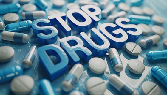 蓝色的药片和胶囊设计禁毒图片素材(JPG)