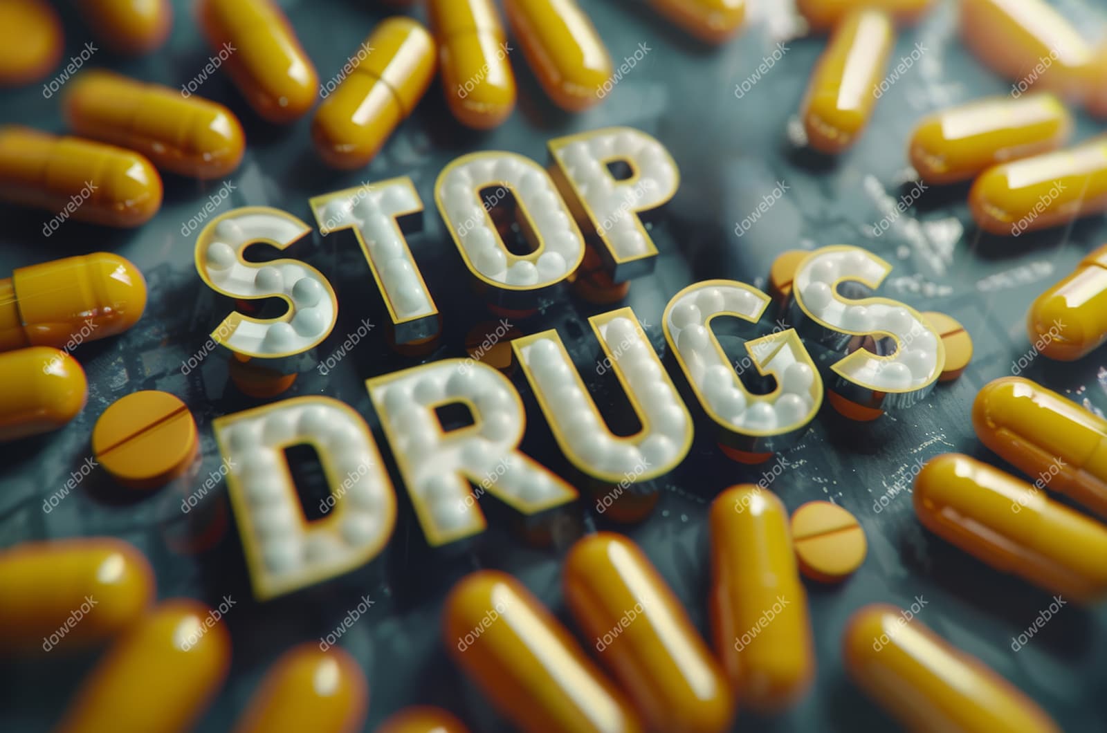 黄色药片和胶囊设计禁毒图片素材(JPG)