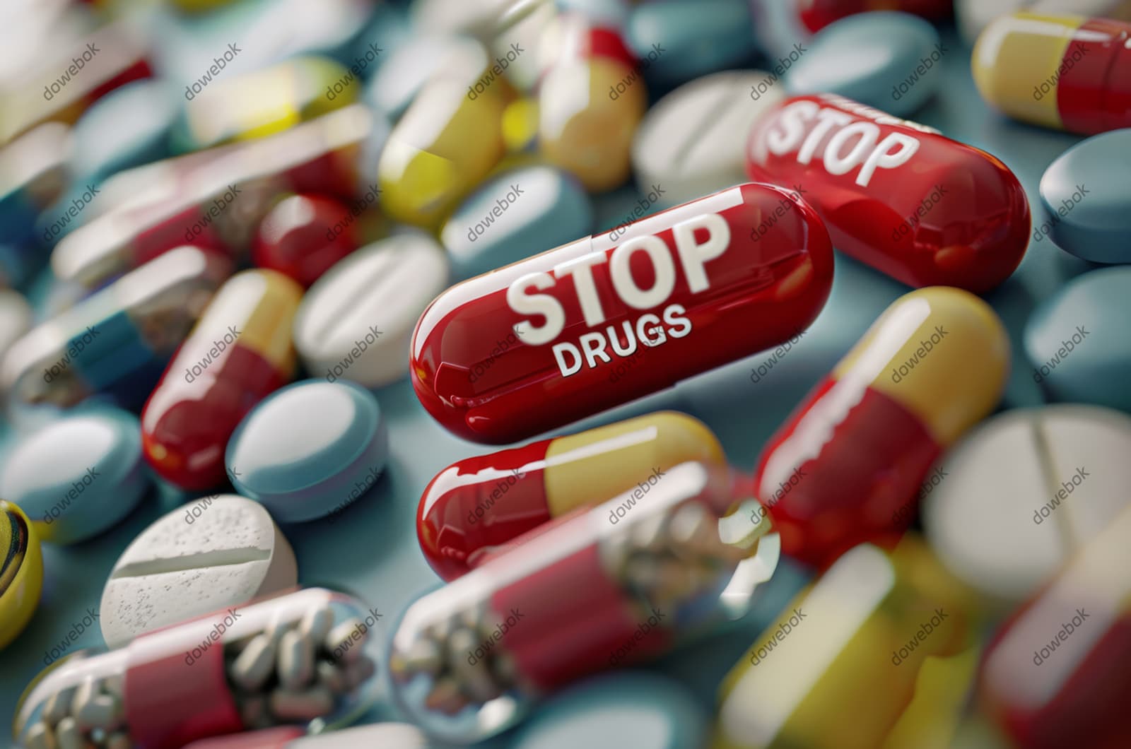 不同颜色的药片和胶囊设计禁毒图片素材(JPG)