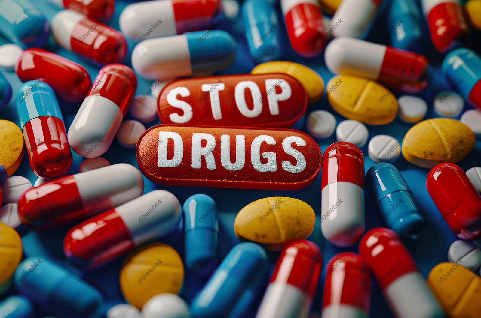 不同颜色的药片和胶囊设计禁毒图片素材(JPG)