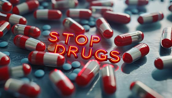 红色胶囊和蓝色药片设计禁毒图片素材(JPG)