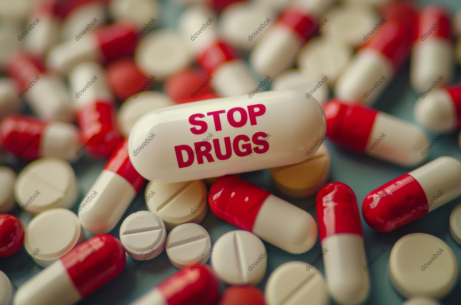 红色胶囊和白色药片设计禁毒图片素材(JPG)