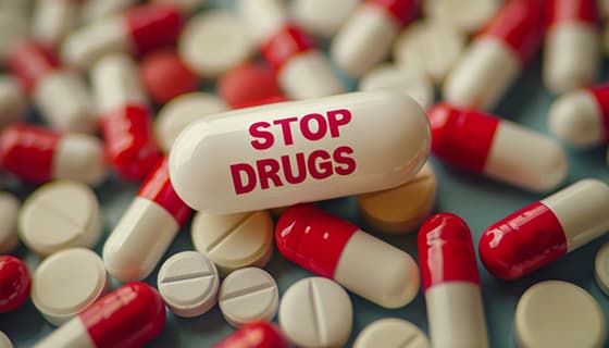 红色胶囊和白色药片设计禁毒图片素材(JPG)