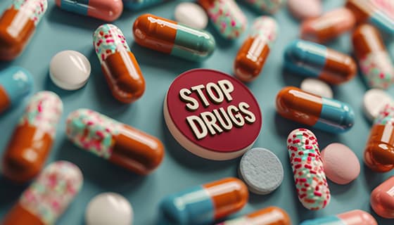 不同颜色的药片和胶囊设计禁毒图片素材(JPG)