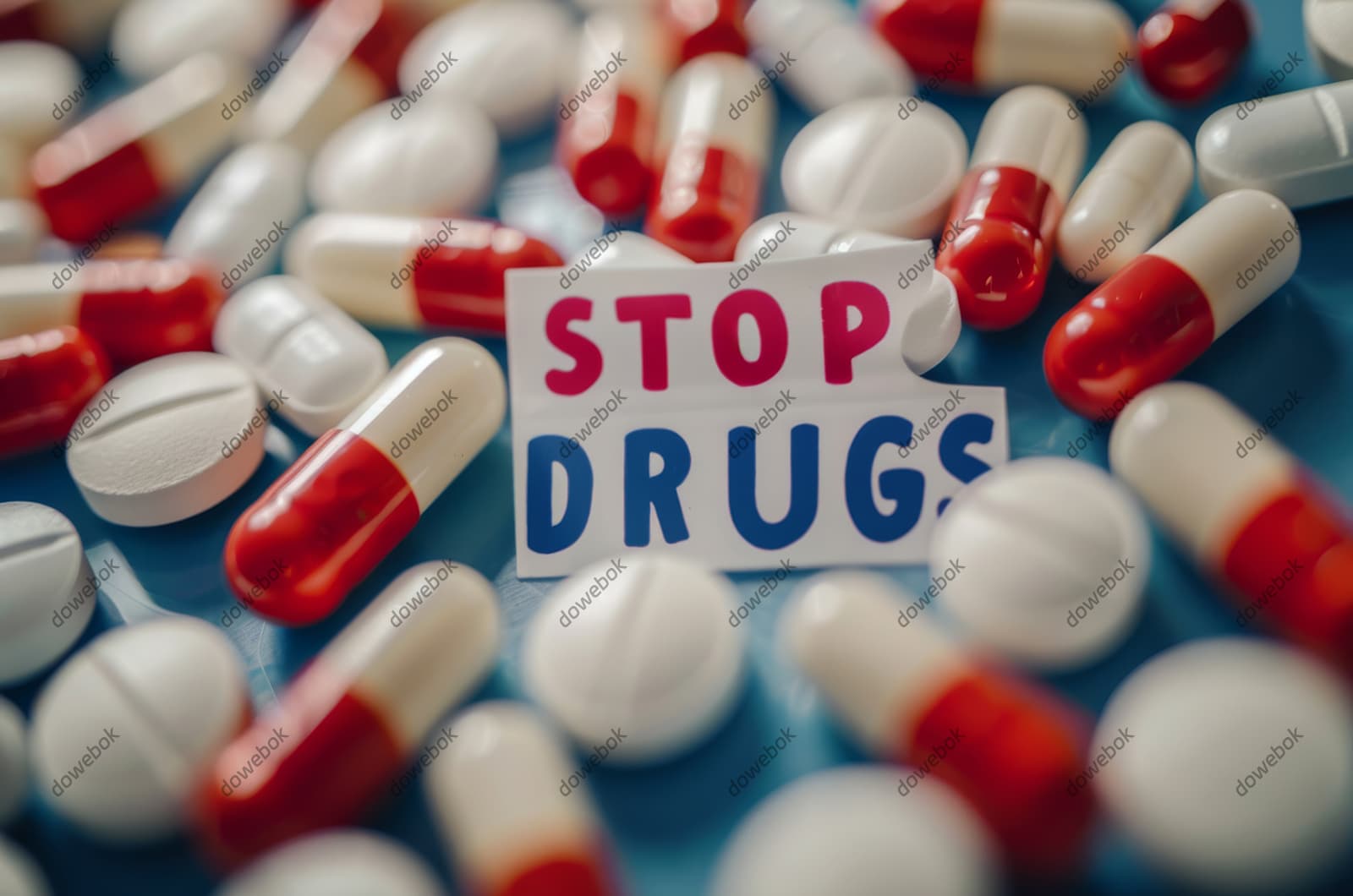 红色胶囊和白色药片设计禁毒图片素材(JPG)