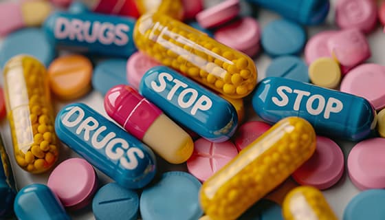不同颜色的药片和胶囊设计禁毒图片素材(JPG)