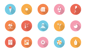 35个夏天元素矢量图标下载