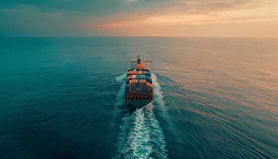 装满物品航行在浩瀚海洋上的货轮图片素材(JPG)