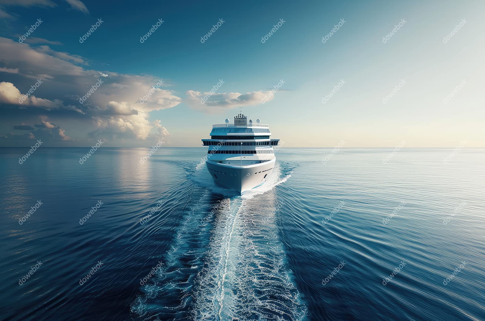航行在蓝色海洋上的游轮图片素材(JPG)
