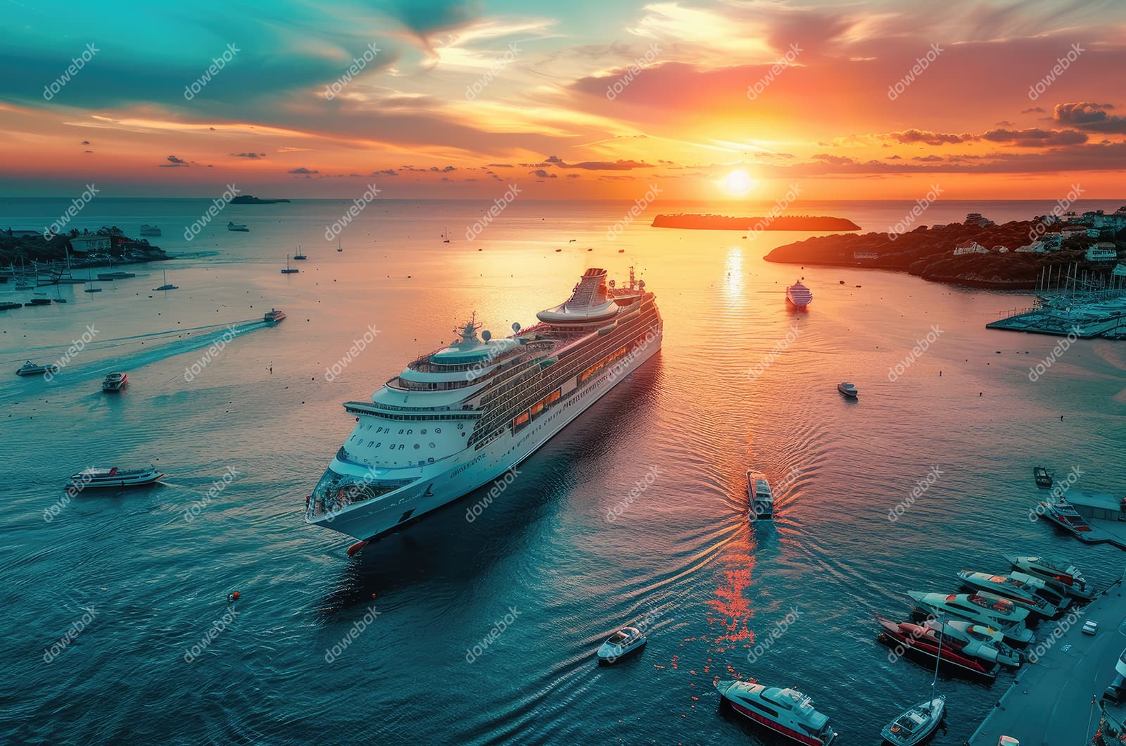 停泊在港口的大型豪华游轮图片素材(JPG)