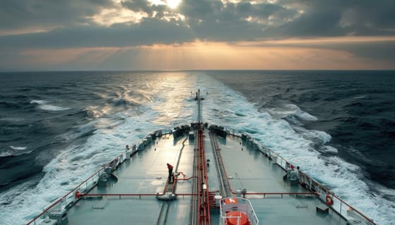 航行在海上的轮船的甲板图片素材(JPG)